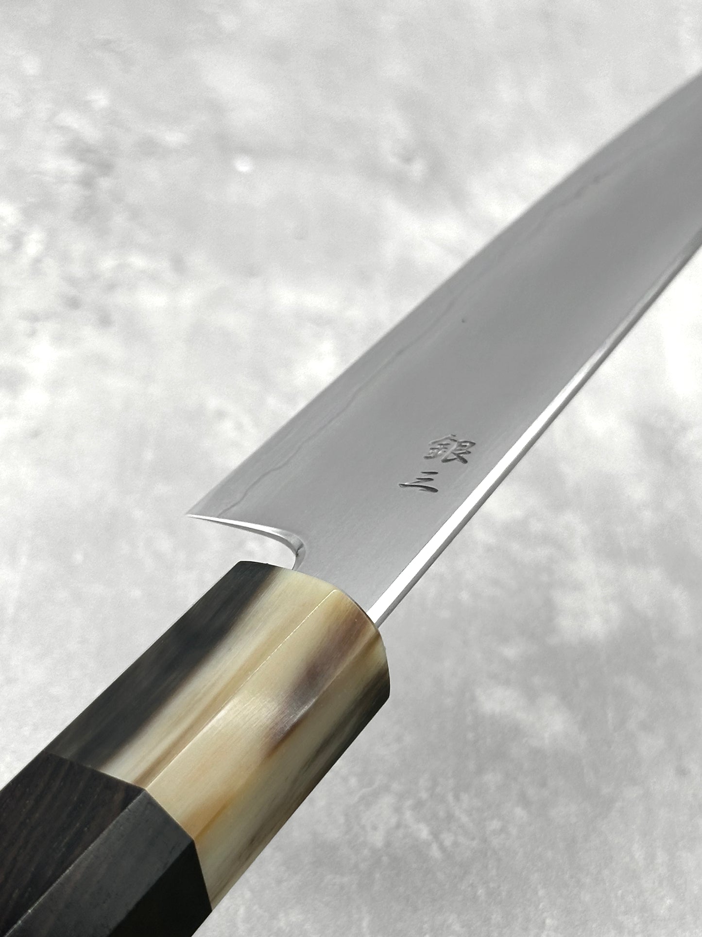 Tetsujin Ginsan 3 myojin masaru knives Malaysia petty 165mm japanese Malaysia ebony white horn toru