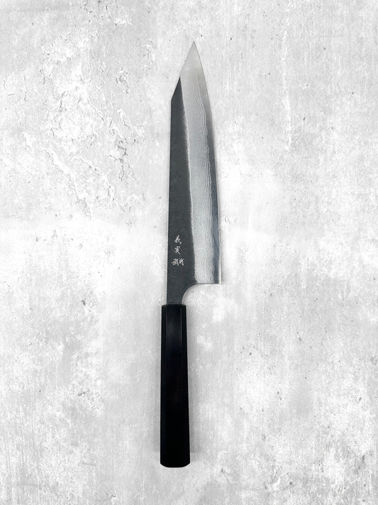 Yoshimi Kato Echizen aogami super masaru knives Malaysia kiritsuke gyuto 210mm damascus japanese Japan chef knife ebony carbon steel