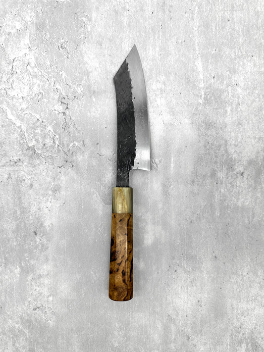 isamitsu masaru knives Malaysia Japan japanese carbon steel shirogami kiritsuke limited edition local burl buffalo horn 135mm chef