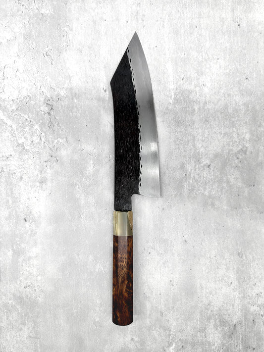 Kiritsuke gyuto masaru isamitsu shirogami 1 masaru knife Malaysia carbon steel burl white horn tsuchime kurouchi 210mm Japan