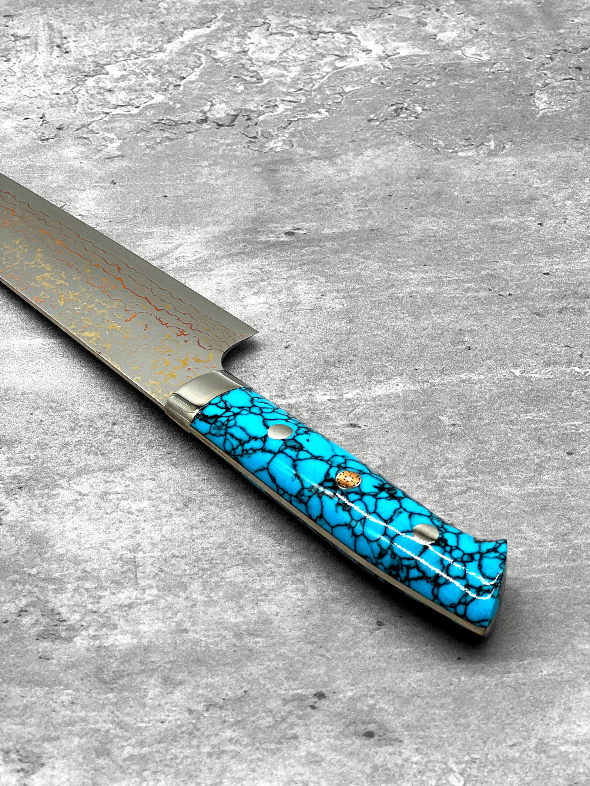 masaru knives Malaysia takes saki Japanese knife Malaysia kitchen tools gyuto Damascus rainbow 210mm turquoise gem special edition vg10 stainless steel
