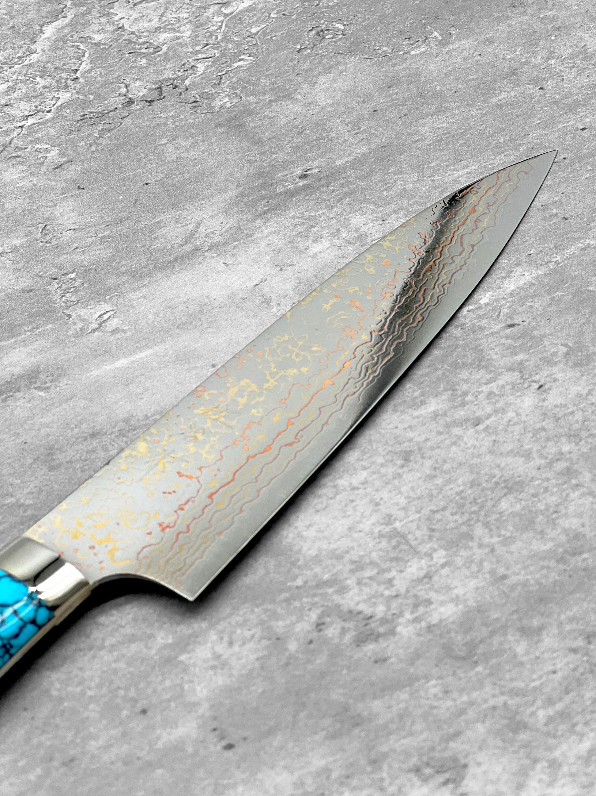 masaru knives Malaysia takes saki Japanese knife Malaysia kitchen tools gyuto Damascus rainbow 210mm turquoise gem special edition vg10 stainless steel