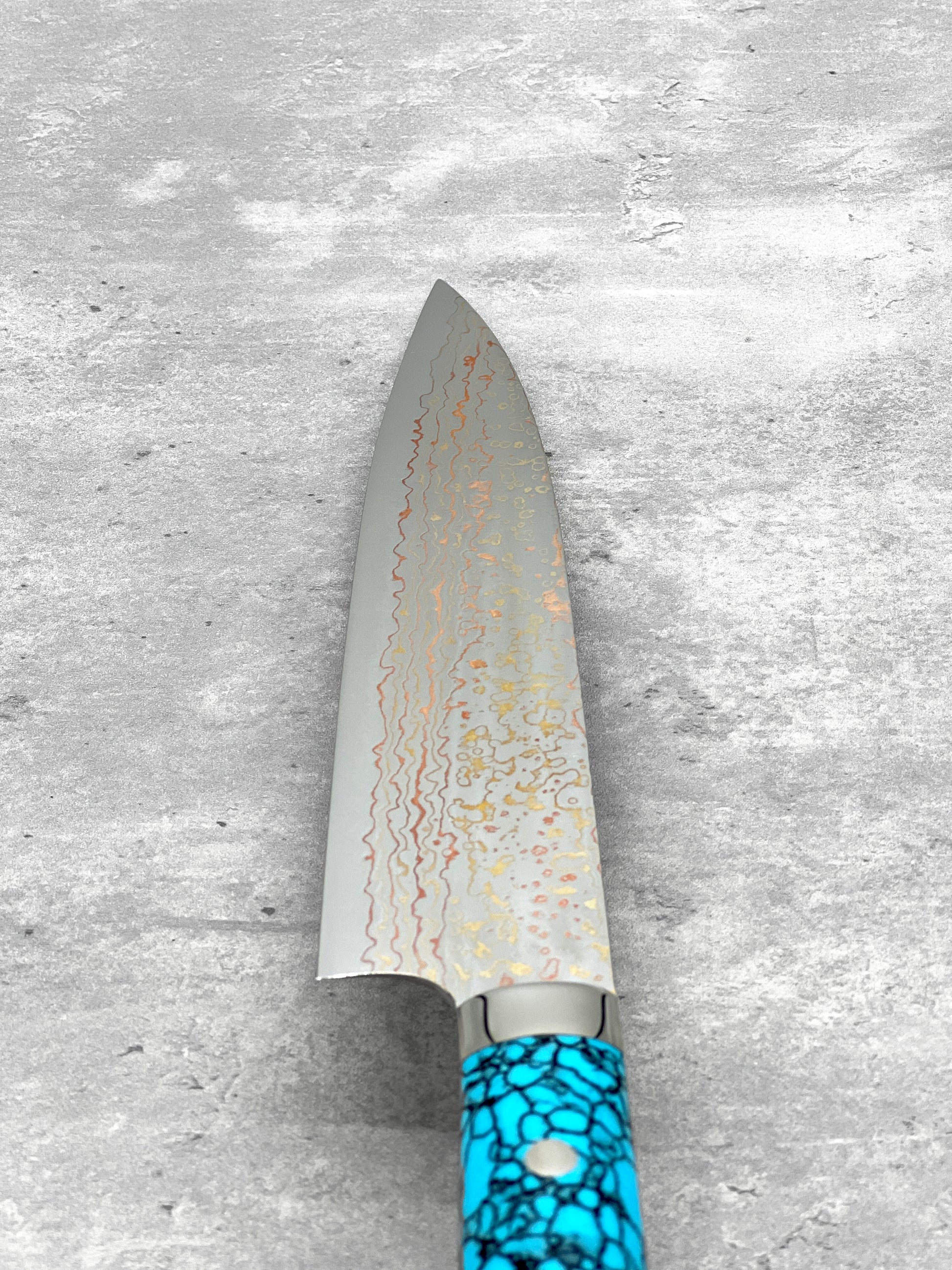 masaru knives Malaysia takes saki Japanese knife Malaysia kitchen tools gyuto Damascus rainbow 210mm turquoise gem special edition vg10 stainless steel