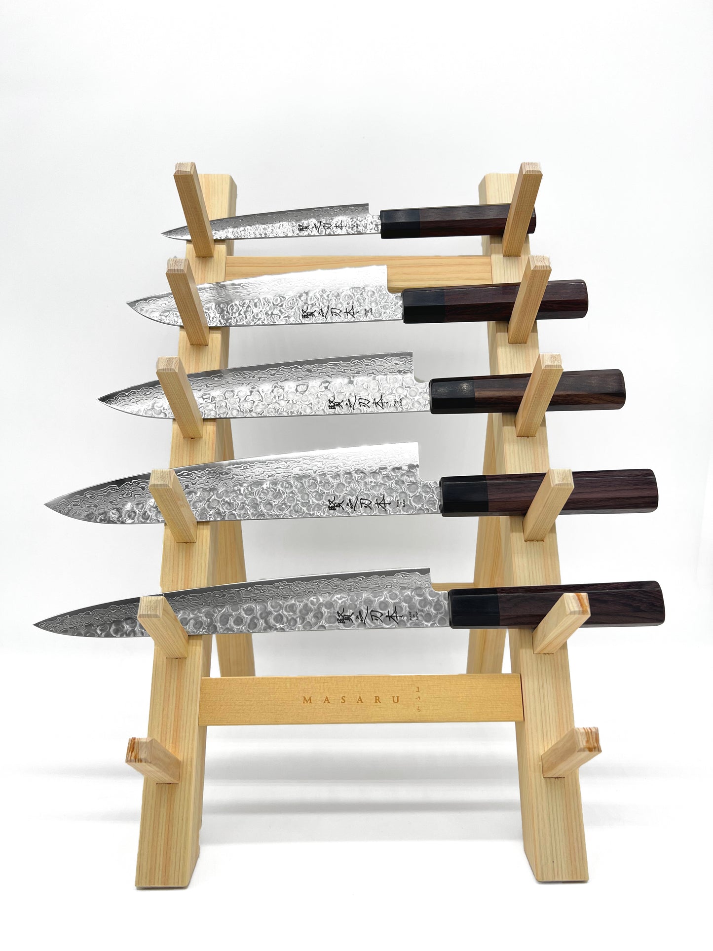 knife stand Sakai Takayuki display wood Japanese knives Malaysia masaru gyuto carbon steel chef knife santoku yanagiba Bunka deba