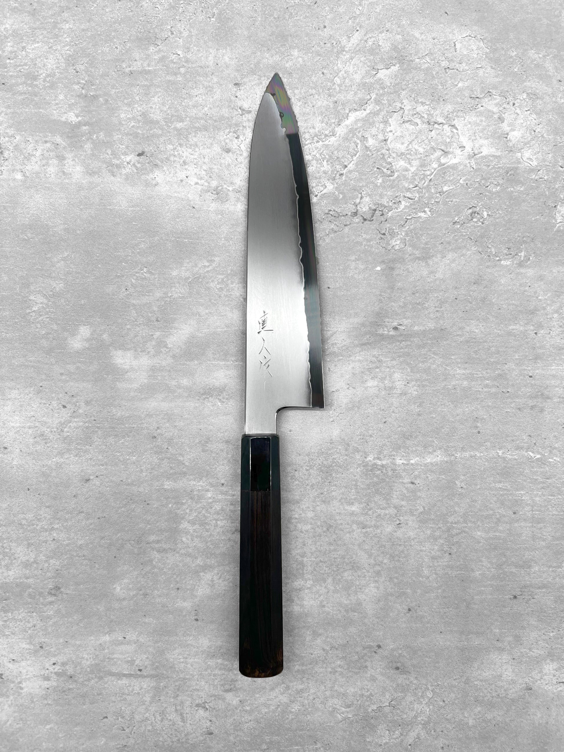myojin riki seisakusho gyuto 210mm sg2 Japanese knife masaru knives Malaysia ebony buffalo horn chef Japan cook kitchen stainless steel 