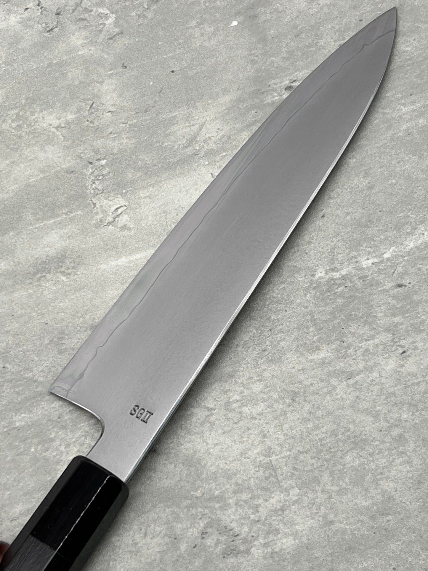 myojin riki seisakusho gyuto 210mm sg2 Japanese knife masaru knives Malaysia ebony buffalo horn chef Japan cook kitchen stainless steel 