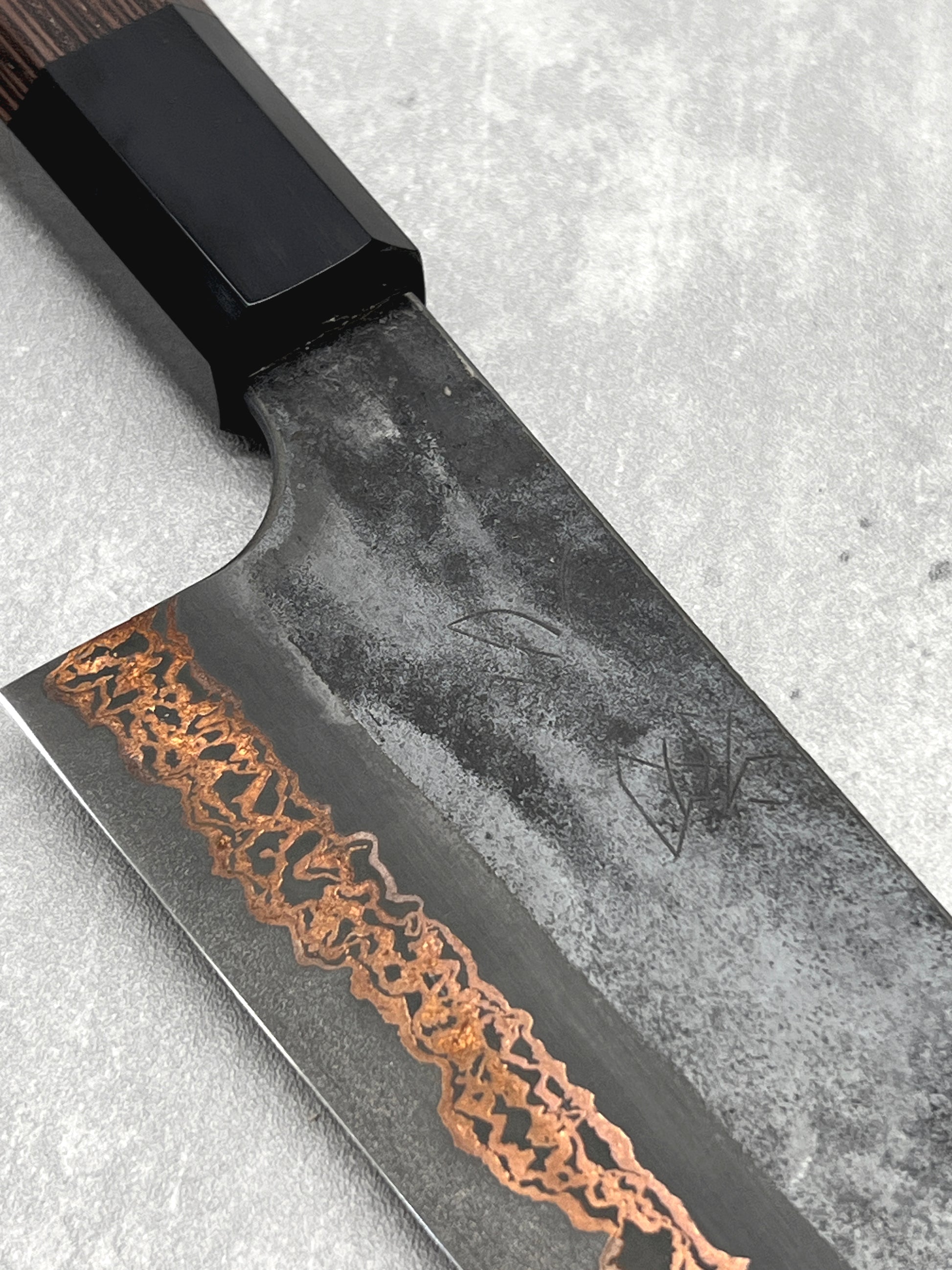Hatsukokoro santoku 180mm Damascus sld rainbow copper yorokobi japanese masaru knives Malaysia Japan japanese chef