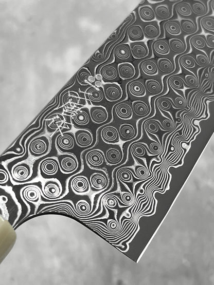 nigara anmon aomori Japan masaru knives Malaysia damascus sg2 white horn 180mm bunka stainless steel chef