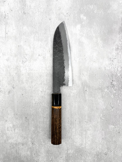 mutsumi hinoura santoku 180mm shirogami 2 nashiji black Japan masaru knives Malaysia kitchen knives multipurpose carbon 