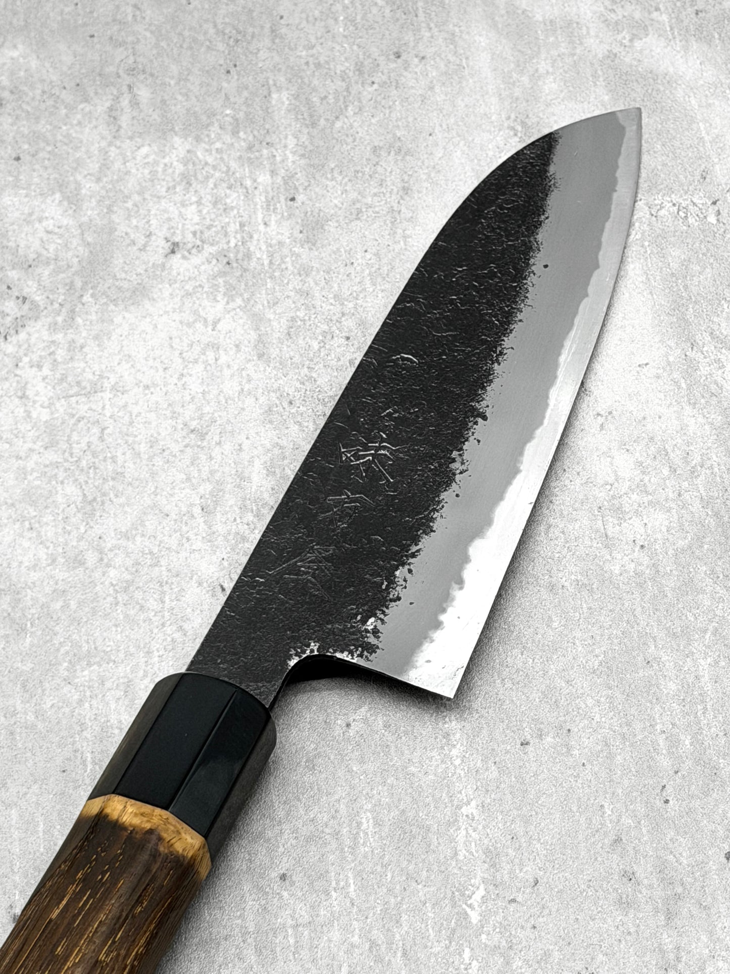 mutsumi hinoura santoku 180mm shirogami 2 nashiji black Japan masaru knives Malaysia kitchen knives multipurpose carbon 