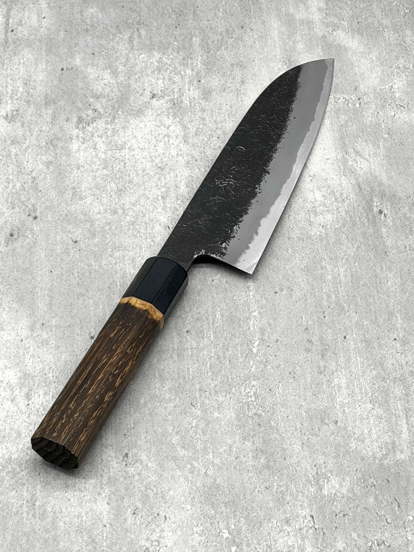 mutsumi hinoura santoku 180mm shirogami 2 nashiji black Japan masaru knives Malaysia kitchen knives multipurpose carbon 