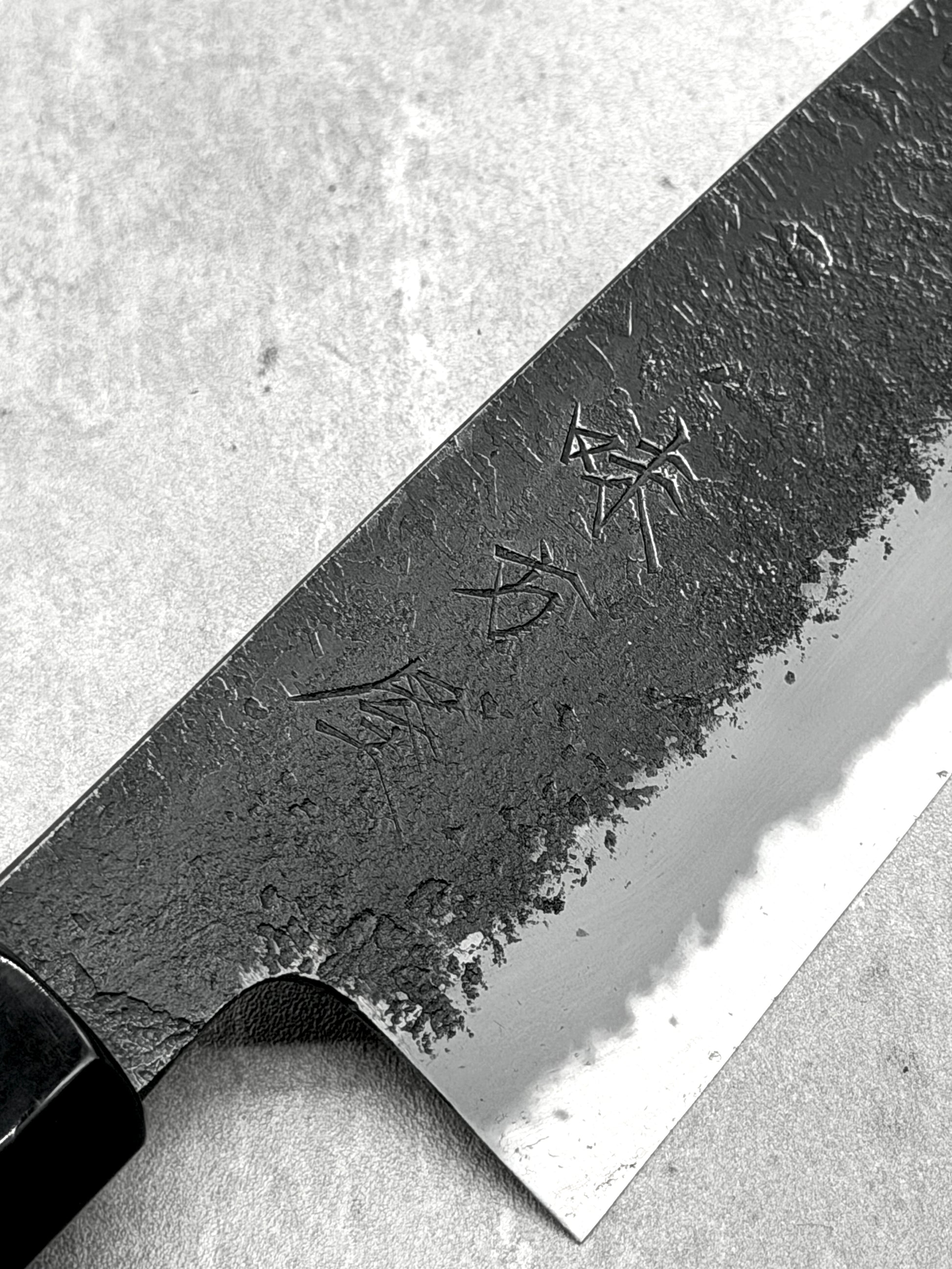 mutsumi hinoura santoku 180mm shirogami 2 nashiji black Japan masaru knives Malaysia kitchen knives multipurpose carbon 