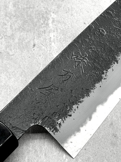 mutsumi hinoura santoku 180mm shirogami 2 nashiji black Japan masaru knives Malaysia kitchen knives multipurpose carbon 