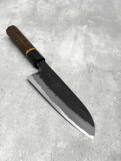 mutsumi hinoura santoku 180mm shirogami 2 nashiji black Japan masaru knives Malaysia kitchen knives multipurpose carbon 
