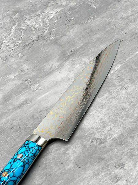 masaru knives Malaysia takes saki Japanese knife Malaysia kitchen tools gyuto Damascus rainbow 210mm turquoise gem special edition vg10 stainless steel
