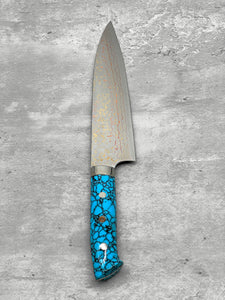 masaru knives Malaysia takes saki Japanese knife Malaysia kitchen tools gyuto Damascus rainbow 210mm turquoise gem special edition vg10 stainless steel
