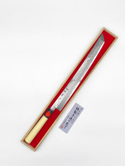 Shigeki Tanaka Aogami #2 Damascus Sakimaru 330mm with Magnolia Handle